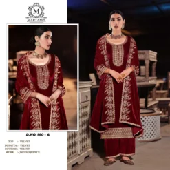 Zarin 160 Velvet Pakistani Suit Embroidery Work