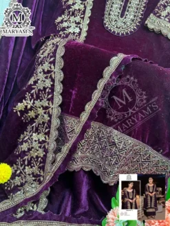 Zarin 160 Velvet Pakistani Suit Embroidery Work