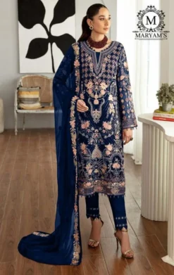 Zarin 162 Georgette Pakistani Dress Material With Embroidery Work
