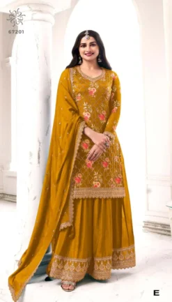 Zarin 67201-A To 67201-F Pakistani Dress Material With Embroidery Work