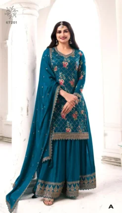 Zarin 67201-A To 67201-F Pakistani Dress Material With Embroidery Work