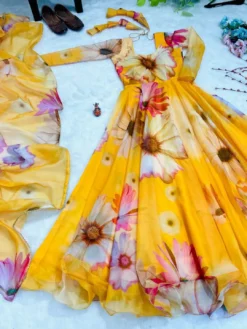 Alia 254 Organza Taby Silk Gown With Dupatta