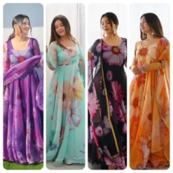 Alia 254 Organza Taby Silk Gown With Dupatta