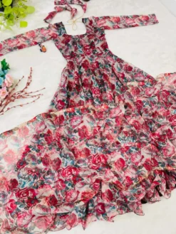 Alia 349 Organza Taby Silk Gown With Dupatta