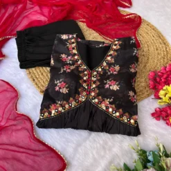 Alia Cut 338 Readymade Salwar Suit Black Color Hand Work