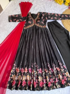 Alia Cut 338 Readymade Salwar Suit Black Color Hand Work