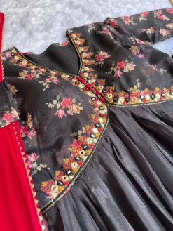 Alia Cut 338 Readymade Salwar Suit Black Color Hand Work