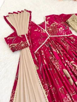 Alia Cut 350 Kurti Bottom With Dupatta And Printed Work