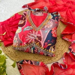 Alia Cut 359 Heavy Chinon Top Bottom With Dupatta And khatli Work