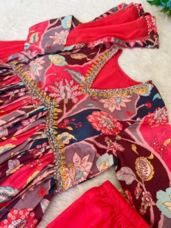 Alia Cut 359 Heavy Chinon Top Bottom With Dupatta And khatli Work