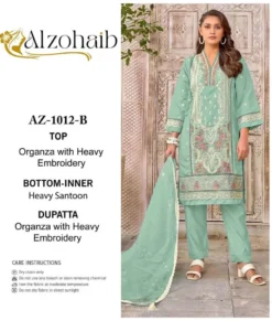 Alzohaib Az 1012 A To D Organza Pakistani Salwar Suits