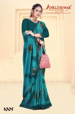 ANK Dolphin Vol 01 Zometo Print Saree With Swarovski Work
