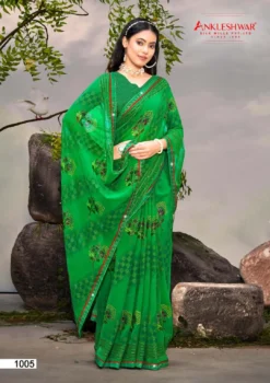 ANK Shimla Georgette Jari Print Saree Work Swarovski