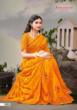 ANK Shimla Georgette Jari Print Saree Work Swarovski