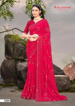 ANK Shimla Georgette Jari Print Saree Work Swarovski