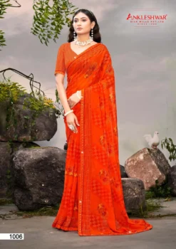 ANK Shimla Georgette Jari Print Saree Work Swarovski