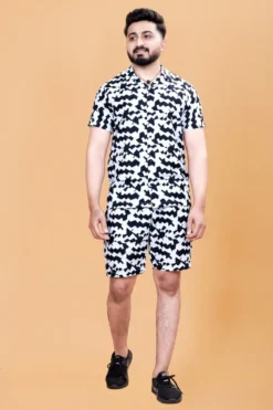 Baba 177 Men's Wear Printed Co Ord Set Black Color