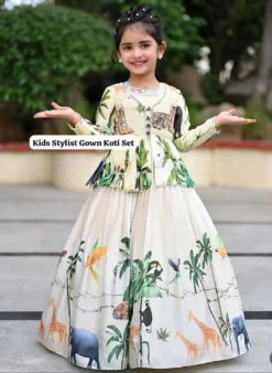 Baby 183 Kid Wear Gown With Koti New Design