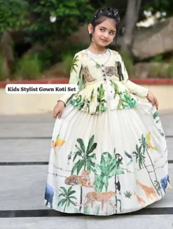 Baby 183 Kid Wear Gown With Koti New Design