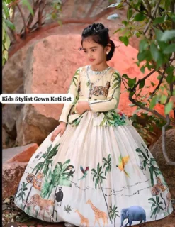 Baby 183 Kid Wear Gown With Koti New Design