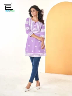 Blue Hills Hola Rayon Side Cut Short Kurti Collection