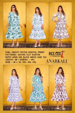 Deecee Anarkali Rayon Digital Printed Big Side Kurti Collection