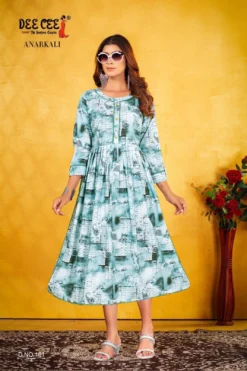 Deecee Anarkali Rayon Digital Printed Big Side Kurti Collection