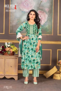 Deecee Reshmi Designer Rayon Printed Kurti Bottom With Dupatta