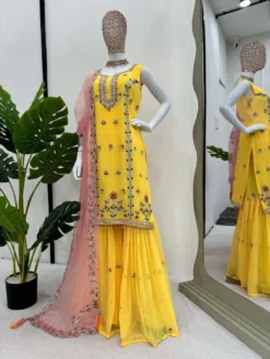 Deepika Vol 16 Readymade Yellow Color Sharara Suit