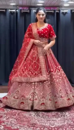 Designer SBD 1628 Wedding Wear Red Lehenga Choli