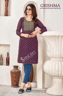 Grishma Mom Georgette Foil Printed Kurti Big Size Collection