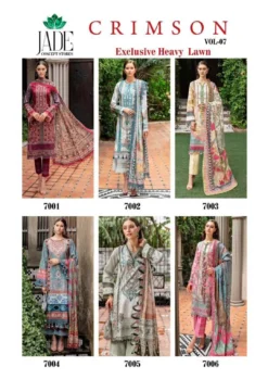 Jade Crimson Vol 7 Heavy Lawn Cotton Karachi Print Dress Material