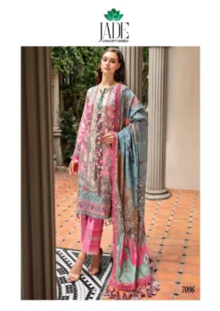 Jade Crimson Vol 7 Heavy Lawn Cotton Karachi Print Dress Material
