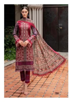 Jade Crimson Vol 7 Heavy Lawn Cotton Karachi Print Dress Material