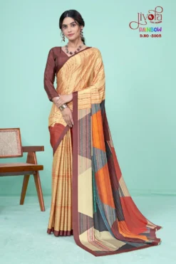 Jivora Rainbow Crape Printed Saree Wholesale