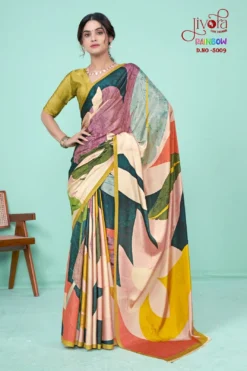 Jivora Rainbow Crape Printed Saree Wholesale