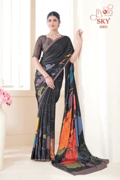 Jivora Sky 6001 Crape Flower Print Saree Wholesale