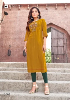 Kadlee Albeli Rayon Weaving Fancy Kurti Collection