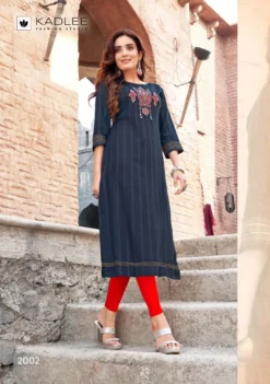 Kadlee Albeli Rayon Weaving Fancy Kurti Collection