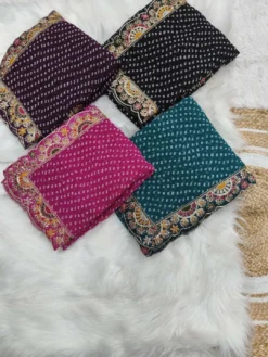 Kusum Bhandhej Soft Georgette Coding Lace Saree Online 2024