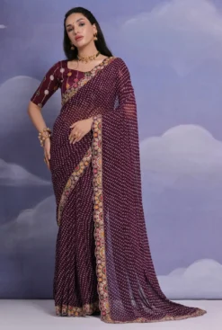 Kusum Bhandhej Soft Georgette Coding Lace Saree Online 2024