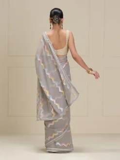 Kusum Tanvi Georgette Grey Party Wear Saree