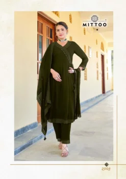 Mittoo Sandalwood Georgette Kurti Bottom With Dupatta Collection