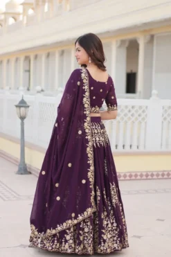Mohini 7102 Wine Georgette Embroidery Work Lehenga Set Under 2000