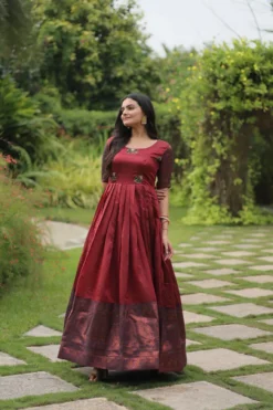 Mohini 9177 Banarasi Jacquard Silk Gown Wholesale
