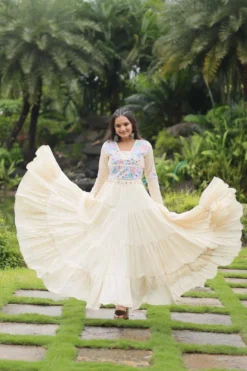 Mohini 9196 White Navratri 2024 Gown Dress