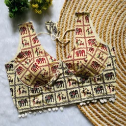 Mrunal Cotton Ajrakh Kodi Print Blouse New Design