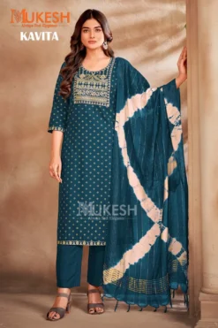 Mukesh Kavita Rayon Top Bottom With Dupatta Big Size Collection