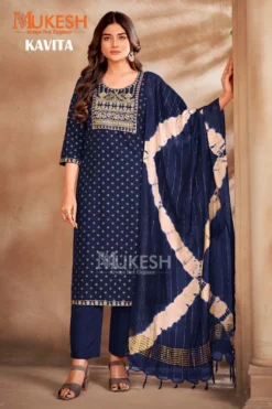 Mukesh Kavita Rayon Top Bottom With Dupatta Big Size Collection