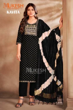 Mukesh Kavita Rayon Top Bottom With Dupatta Big Size Collection